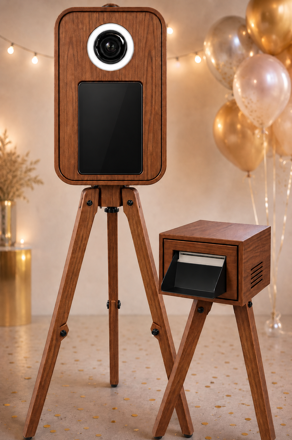 De houten Klikdoos photobooth met professionele fotoprinter